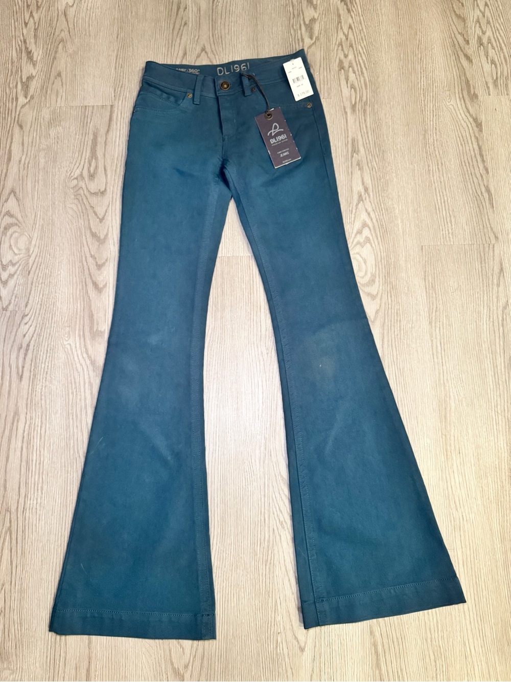 DL1961 Women's Teal Wide-Leg Flare Jeans Sz 26 NWT